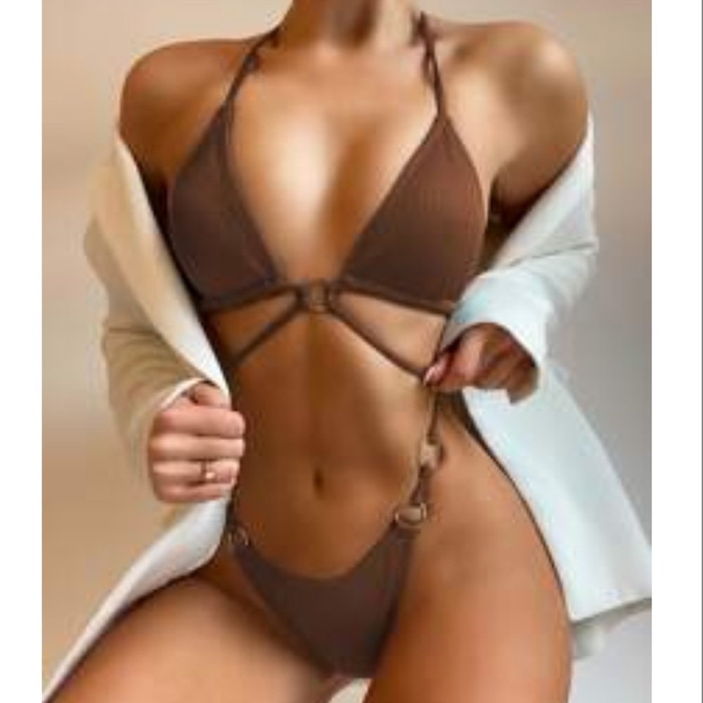 BRAND NEW shein brown 2 piece swim